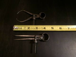 Set Of 2 Vintage Small Machinist Calipers Inside & Outside Unmarked