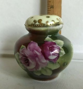 Vintage Porcelain Hand Painted Hatpin Holder Rose Design