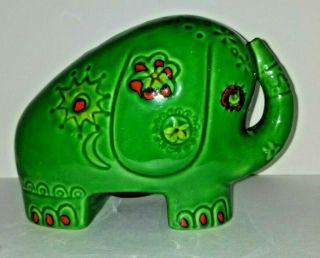 Vintage Elephant Coin Bank Made In Italy Hand Painted Floral Ceramic