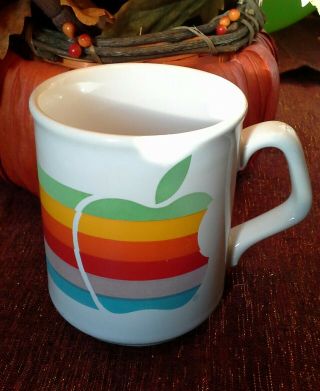 Apple Computer Coffee Mug Tea Cup Rainbow Vintage Macintosh Bite