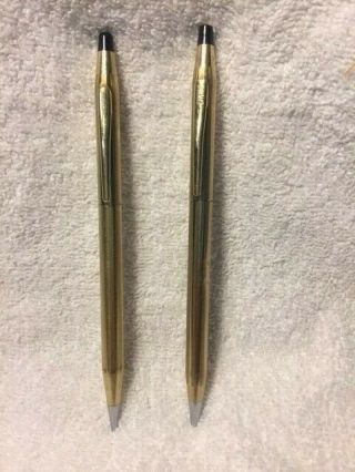 Vintage Cross 1/20 10k Gold Filled Mechanical Pencil And Pen Set