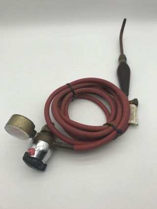 Vintage Prest - O - Lite Acetylene Torch With Linde R - 411 - B Regulator & Gauge