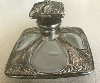 Vintage Square Designer Silvestri Decorative Glass Vanity Perfume Bottle 3.  25 "