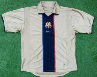 Vintage Barcelona Nike Away Football Shirt 2001 - 03 Xl Adult