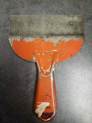 Vintage 6 " Orange Metal Putty Knife,  Paint Scraper Tool,  Semi Flexible