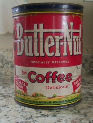 Vintage Butternut 2 Lb Coffee Can With Lid Regular Grind