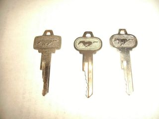 Three Vintage Ford Mustang Pony Keys 1964 - 1965 Made In Usa