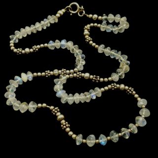 Vintage Sterling Silver Real Moonstone Bead Necklace