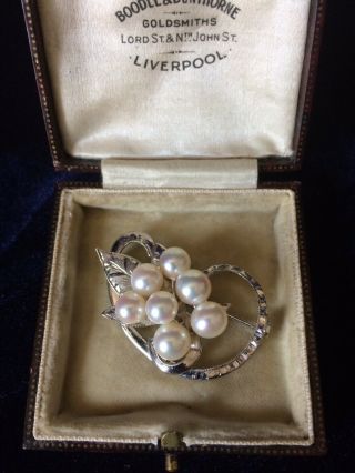 Vintage Sterling Silver And Real Pearl Brooch