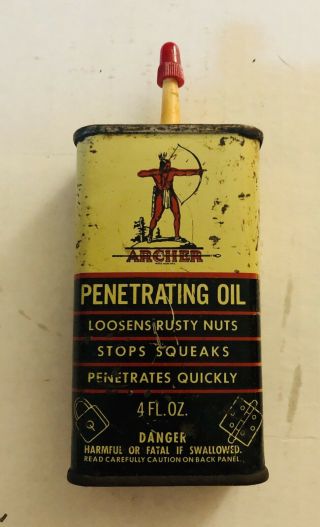 Vintage Archer Penetrating Oil Handy Oiler Can Empty 4 Oz