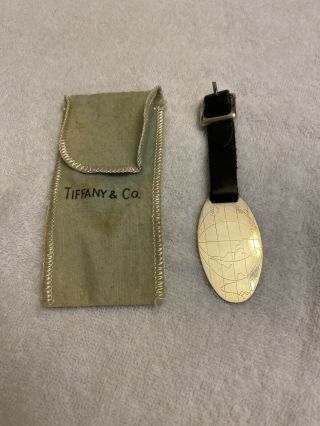 Vintage Tiffany & Co.  Silver Leather Strap Travel Luggage Tag