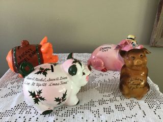 4 Vintage Piggy Banks,  Artmark,  Kreiss,  Japan