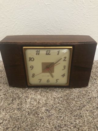 Vintage General Electric Wood Mantle Clock Model 3h176 Mid Century
