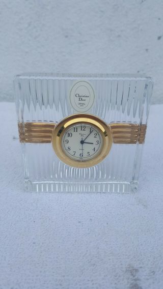 Christian Dior Crystal Mini Quartz Table Clock 3 1/2 " X 3 1/2 "