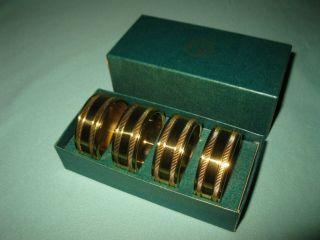 Vintage Solid Heavy Brass Napkin Rings Set Of 4 By Virginia Metalcrafters Euc
