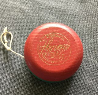 Vintage Toy Wood Yoyo - Alox Tops Red & Green Flying Disc 2”