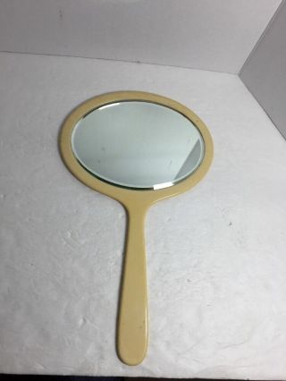 Vintage Handheld Mirror Beveled Glass Plastic Candle 15 X 9 A405