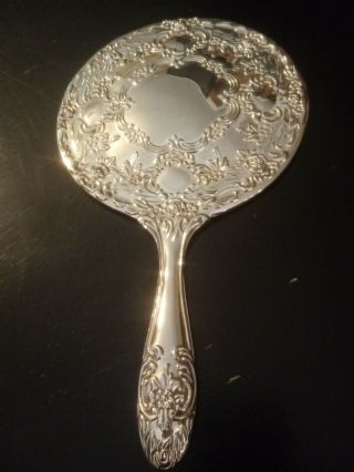 Vintage 9 " Silver Plated Godinger Art Co.  Handheld Vanity Mirror
