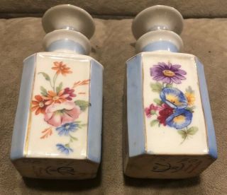 Early French Limoges Hand Painted Flowers Perfume Bottles