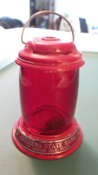 Vintage,  Red Soft Plastic Lantern Bank Advertiseing Citizens State Bank Mn