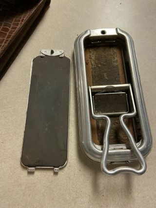 Vintage Chrome Rolls Razor Metal Case Box Blades Strop Leather Outer Case 3