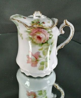 Vintage J & C Malmason Bavaria Creamer With Roses And Gold Trim With Lid