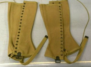 Vintage Wwll U.  S.  Army Military Issued Green Dismounted Leggings M1938 Size 2r