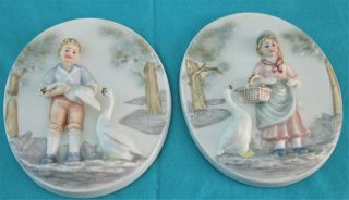 Set of 2 Vintage Porcelain Wall Plaques Made in Japan 1950 - 60s 2