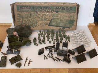Vintage Marx Us Army Training Center Play Set Vehicles Soldiers