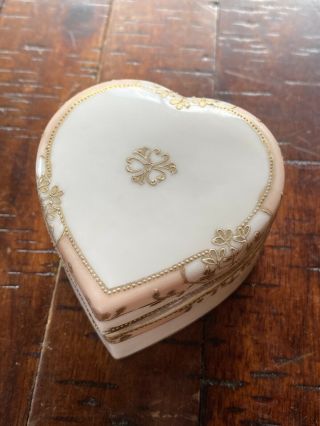 Antique Vintage Nippon Hand Painted Heart Trinket Box