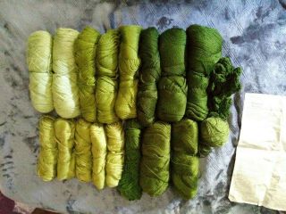 Vintage Green Yarn Crochet Kit Afghan - Shades Of Green