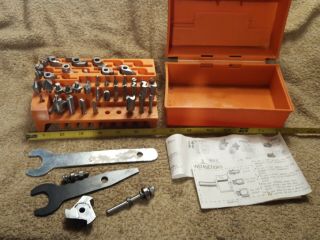 Vintage Sears Craftsman Router Bit Kit 34 Orange Plastic Case