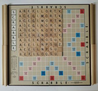 Vintage 1953 Selchow And Righter Scrabble Crossword Game Wooden Tiles