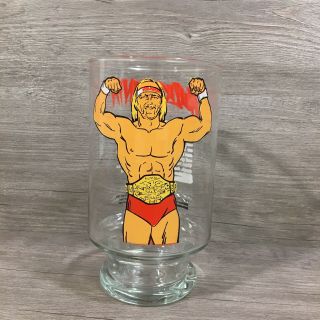 Vintage Wwf Hulk Hogan Hulkamania Large Wrestling Glass