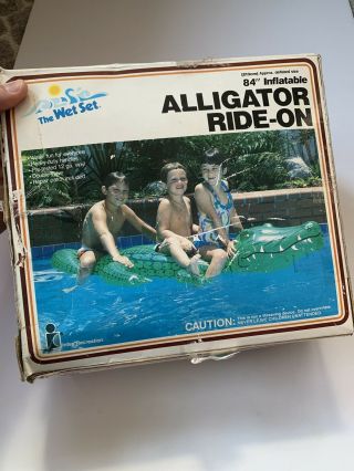 Vintage The Wet Set 1985 Alligator Ride - On Pool Float Inflatable