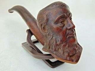Vintage Estate Hand Carved Briar Wood Figural Head Tobacco Smoking Pipe