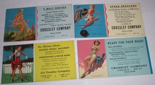 4 Vintage Pin Up Girl Ink Blotters,  Erie Pa.  Advertising Crossley Co.  Mozert,  =