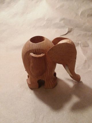 Vintage Wooden Hand Carved Mini Elephant with Movable Head 2