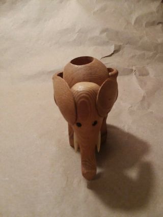 Vintage Wooden Hand Carved Mini Elephant with Movable Head 3