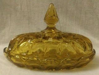 Vintage Anchor Hocking Amber Glass Fairfield Butter/candy Dish With Lid Exc Cond