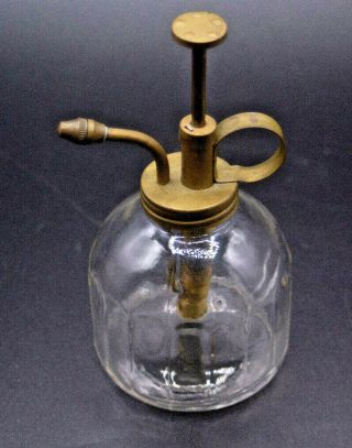Vintage Clear Glass & Brass Pump Spray Mist Bottle - No Leaks Or Cracks