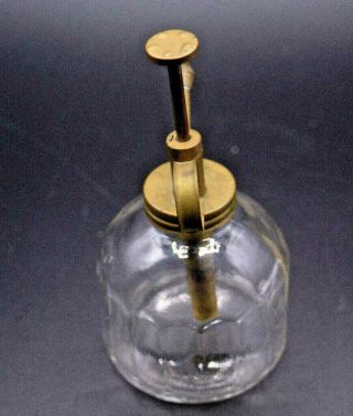 Vintage Clear Glass & Brass Pump Spray Mist Bottle - No leaks or cracks 2
