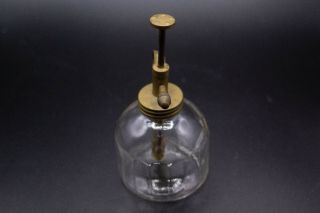 Vintage Clear Glass & Brass Pump Spray Mist Bottle - No leaks or cracks 3