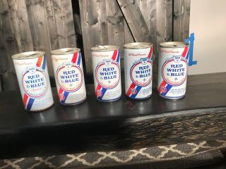 Vintage Red White & Blue Beer Cans