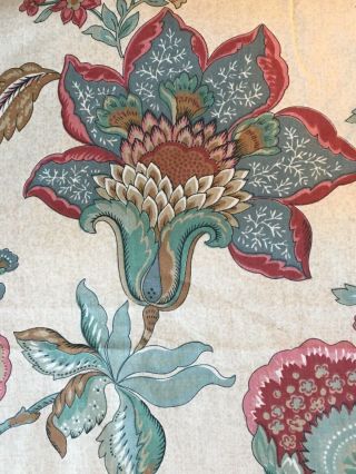 Grd Rideau Coupon Tissu Ancien Vintage Genre Boussac Fleurs Flower Cotton Fabric