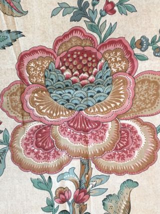 Grd Rideau Coupon Tissu Ancien Vintage Genre Boussac Fleurs Flower Cotton Fabric 2