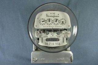 Vintage 1960s Westinghouse Type D2a Electric Watthour Meter 2 - Wire Single Stator