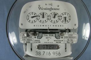 Vintage 1960s WESTINGHOUSE Type D2A Electric Watthour METER 2 - Wire Single Stator 3