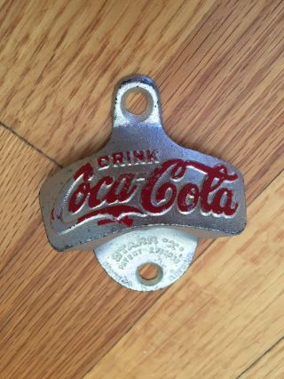 Vintage Starr " X " Coca - Cola Bottle Opener Stationary Wall Mount Brown Company