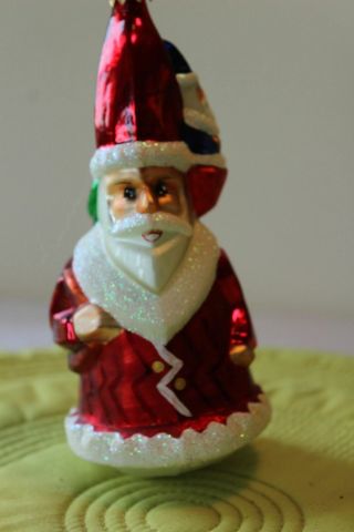 Radko Santa Gnomes Elves On Hat Vintage Early Santa Glass Ornament Euc 6 "